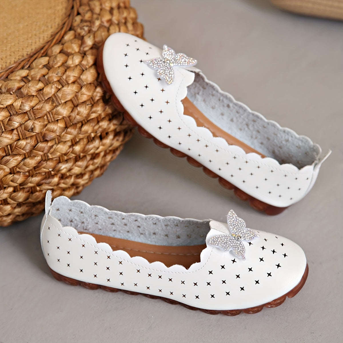 Women's Flats Spring Summer Sparkling Butterfly Non-Slip Rubber Sole