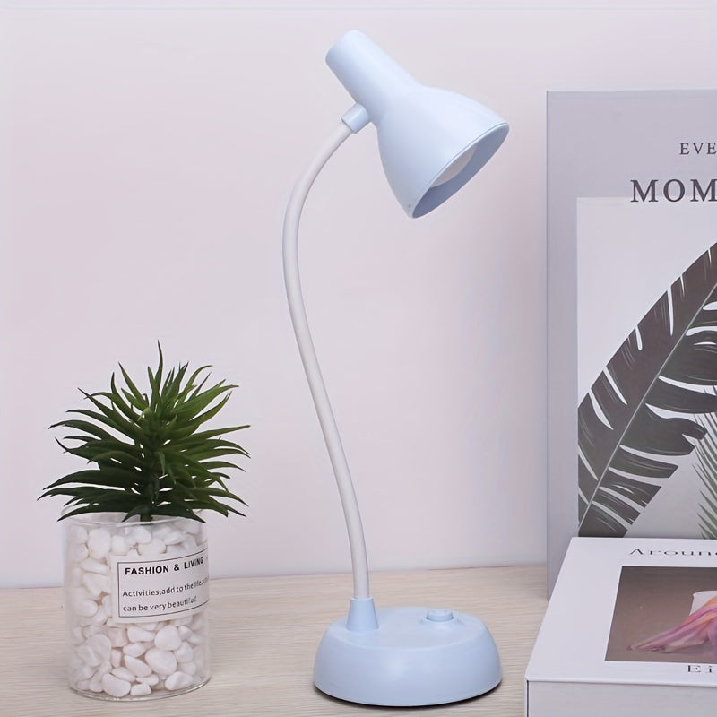 Portable LED Desk Lamp with Touch Control Battery-Powered Eye Protection Reading Light with Flexible Gooseneck