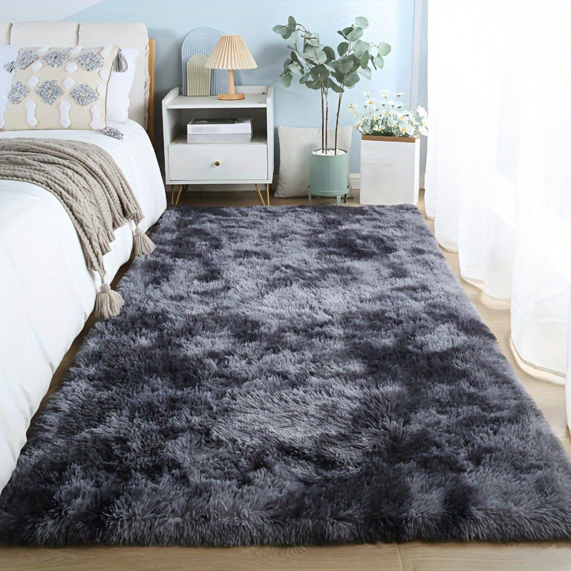 Soft Black Tie-Dye Area Rug for Living Room and Bedroom Non-Slip Stain-Resistant
