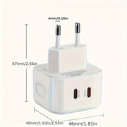 20W Dual Port USB C devor uchun zaryadlovchi va 2 ta Type-C kabeli, tez zaryadlash uchun iPhone, iPad, AirPods, Android uchun