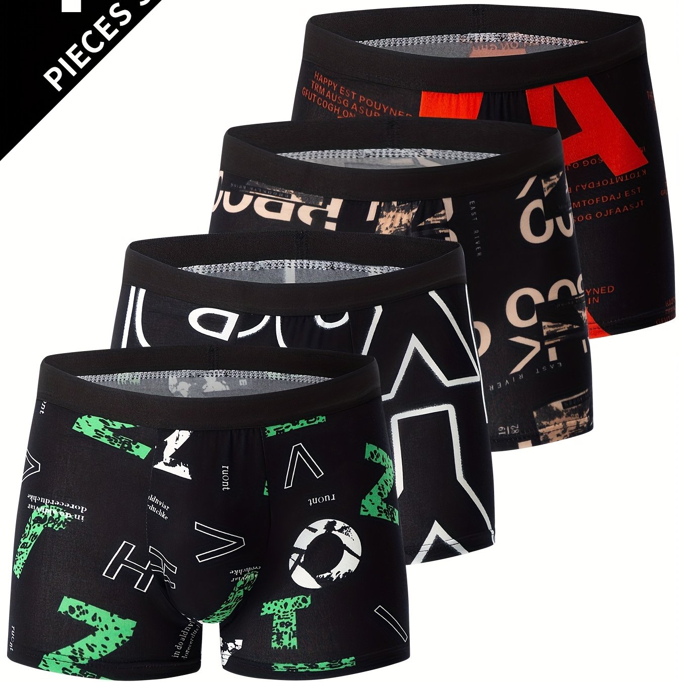 Men's Breathable Stretch Boxer Briefs with Flower Pattern 4 Pack