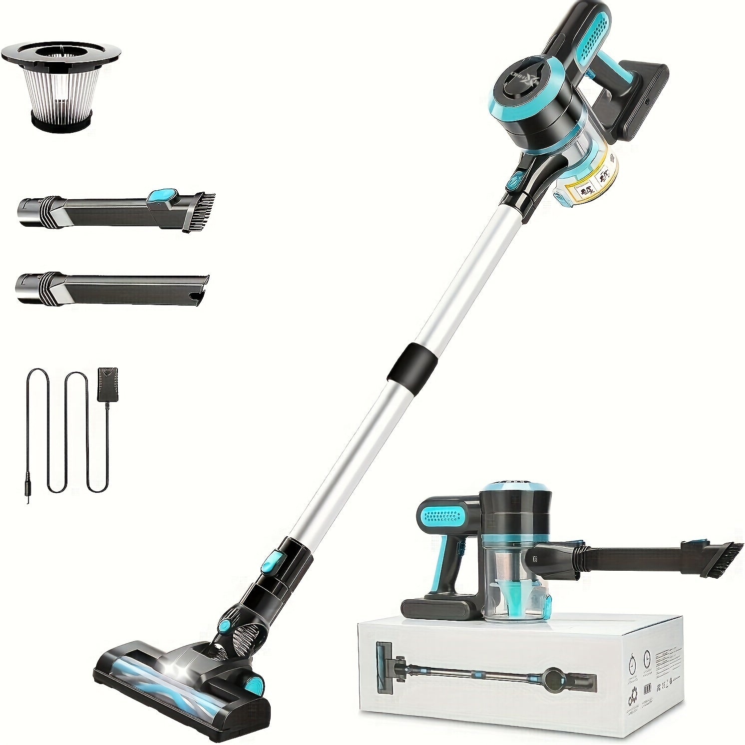 Kabelsiz tayoqcha changyutgich 25Kpa tortish kuchi 180° egiluvchan tayoqchali, qayta to'ldiriladigan, yog'och pol uchun, it sochlari uchun