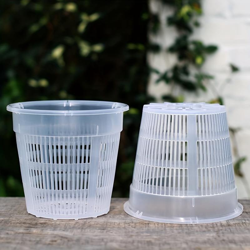 Set of 5 Transparent Plastic Orchid Pots with Drainage Holes and Slotted Design for Indoor and Outdoor Use