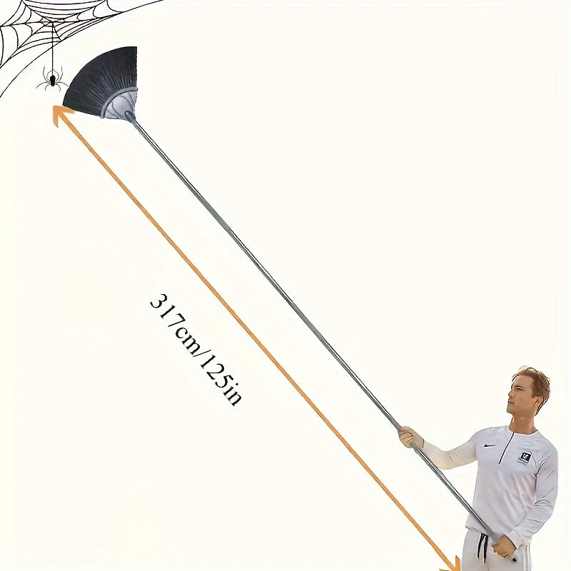 2-in-1 Window Cleaning Brush Set with Extendable 317cm Stainless Steel Pole