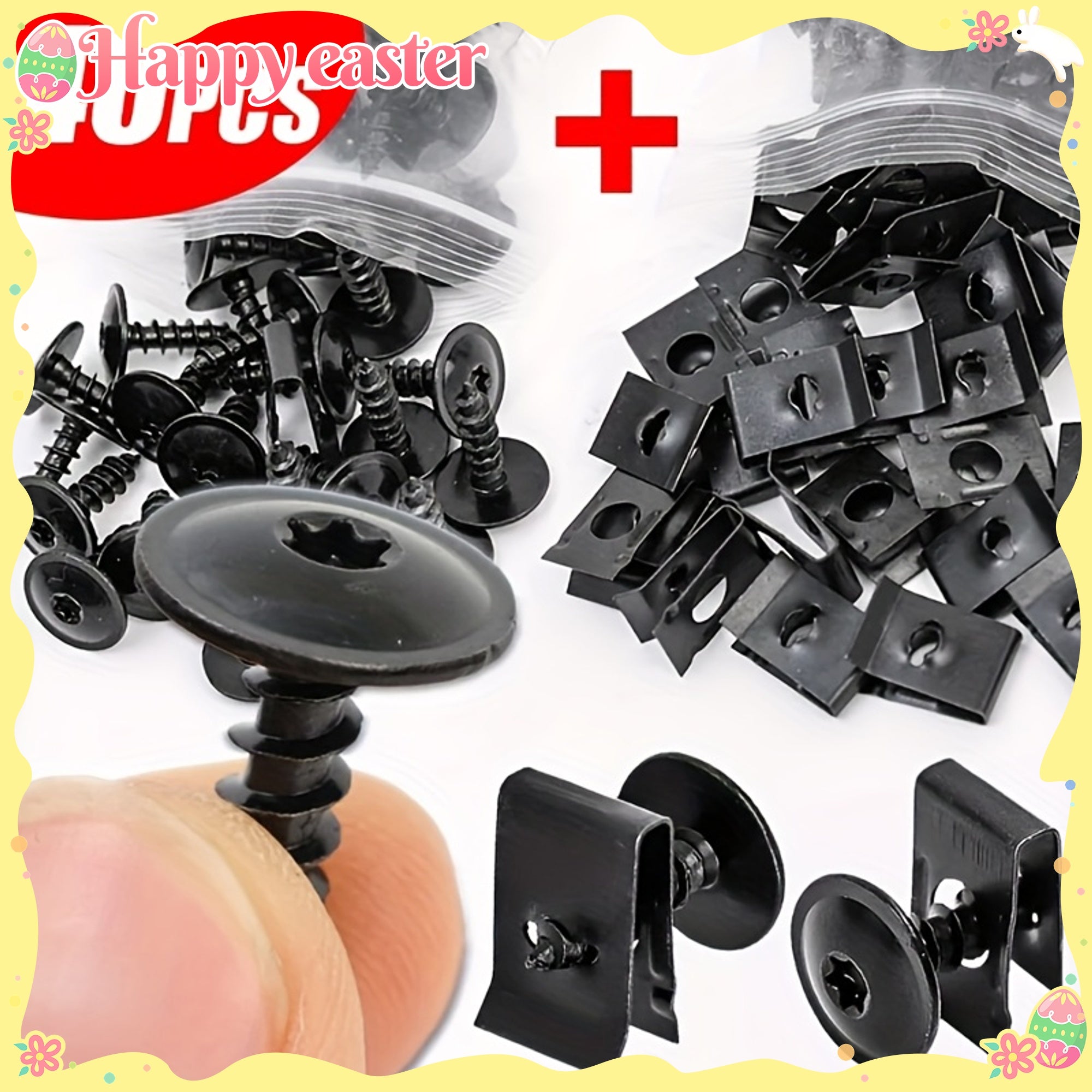 Kit de tornillos autoperforantes de metal para coche, espaciadores en forma de U para reparación de autos y motocicletas