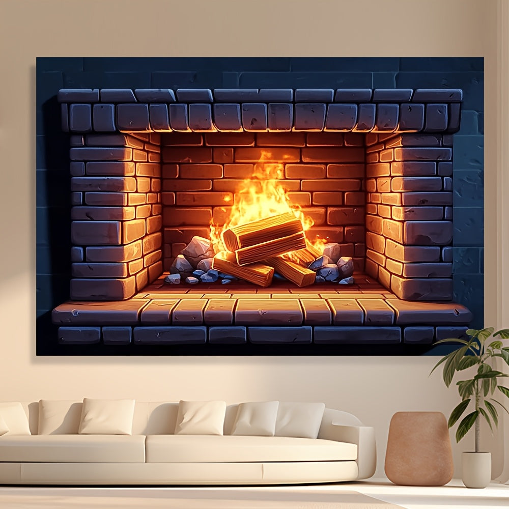 3D Fireplace Backdrop Cloth Wall Decor Polyester Bedroom Decoration