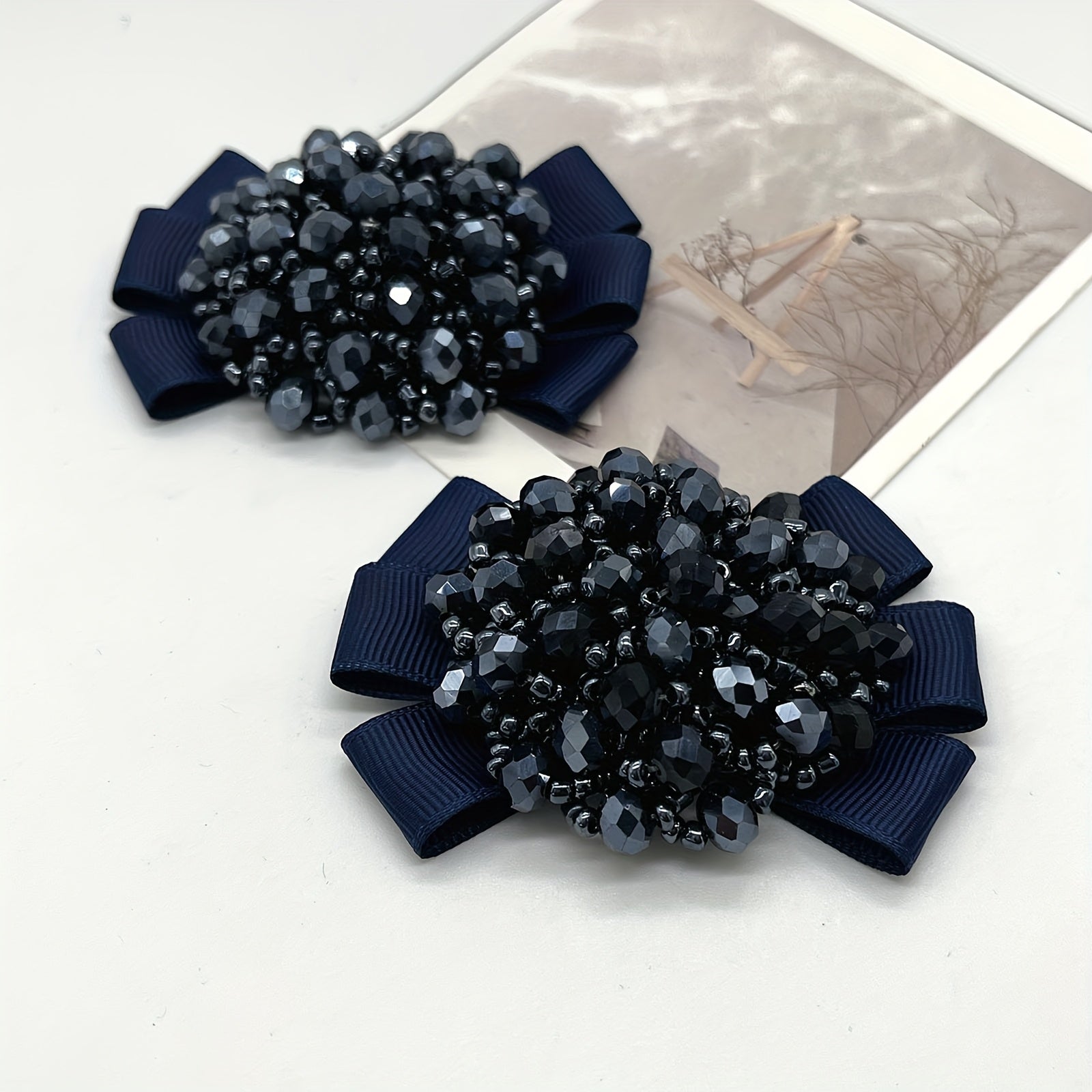 Women Beaded Bow Shoe Clips Detachable Sparkling Multicolor Shoe Accessories