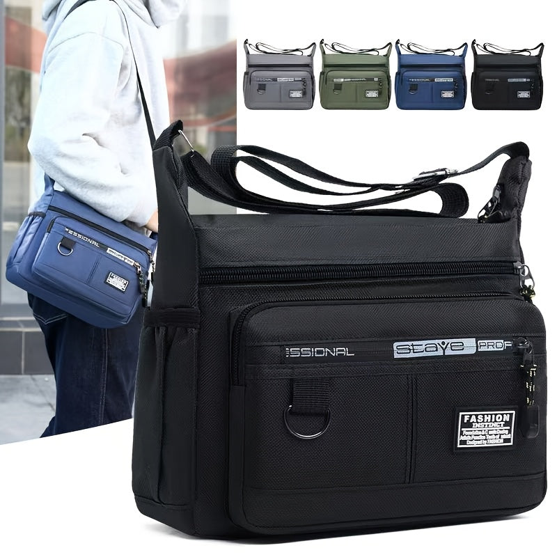 Men's Large Capacity Nylon Chest Bag with Multiple Compartments and Adjustable Strap for Travel and Outdoor Activities