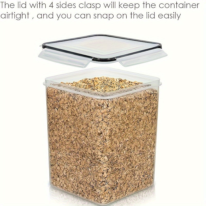 Set of 4 Airtight Food Storage Containers 5.2L Plastic Pantry Organizer