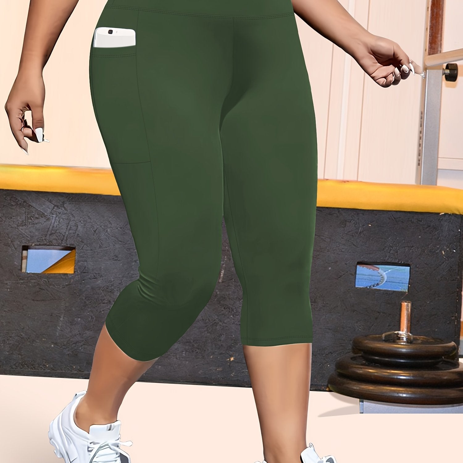 Plus Size High-Waisted Leopard Print Capri Pants Stretchy Casual Skinny Jeans