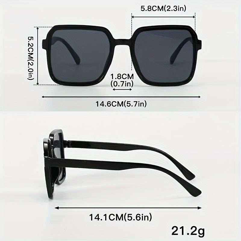 Women's Large Square Frame Glasses with Plastic Lenses Three-Piece Set