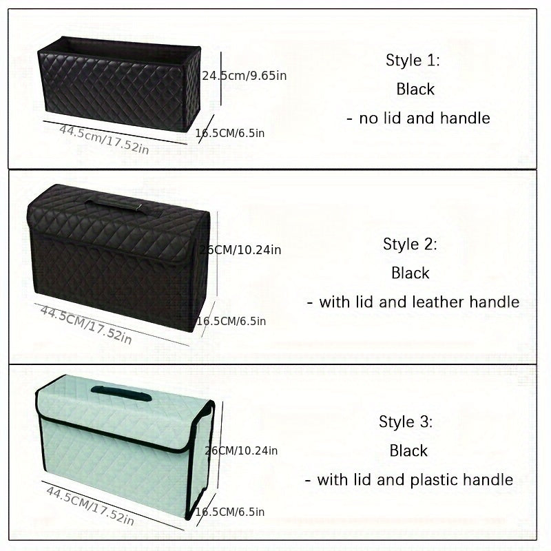 Organizador de maletero de coche en cuero con acolchado en forma de diamante, espacioso y de gran capacidad