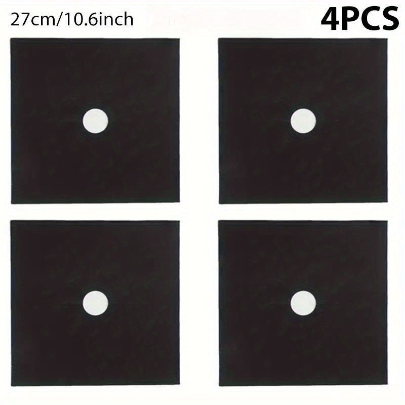 Stovetop Burner Covers Set Black 4/8 Pieces Non-Stick Gas Stove Protectors