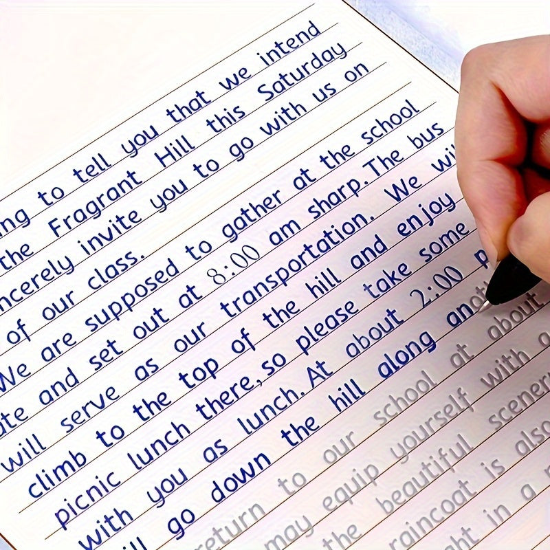 3D Italic ingliz kaligrafiyasi uchun to'liq alfavit va kundalik ofis ishlari uchun so'zlar bilan qayta ishlatiladigan amaliy kitob