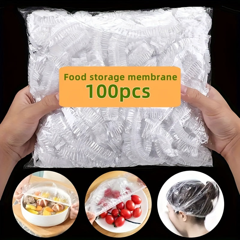 100 Pieces Reusable Plastic Food Wraps Semi-Transparent Sealable Stretchable Storage Covers