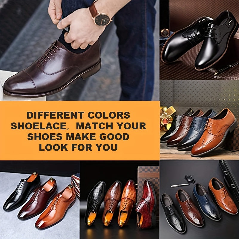 5 Pairs Waxed Thin Round Leather Shoe Laces for Dress and Casual Boots