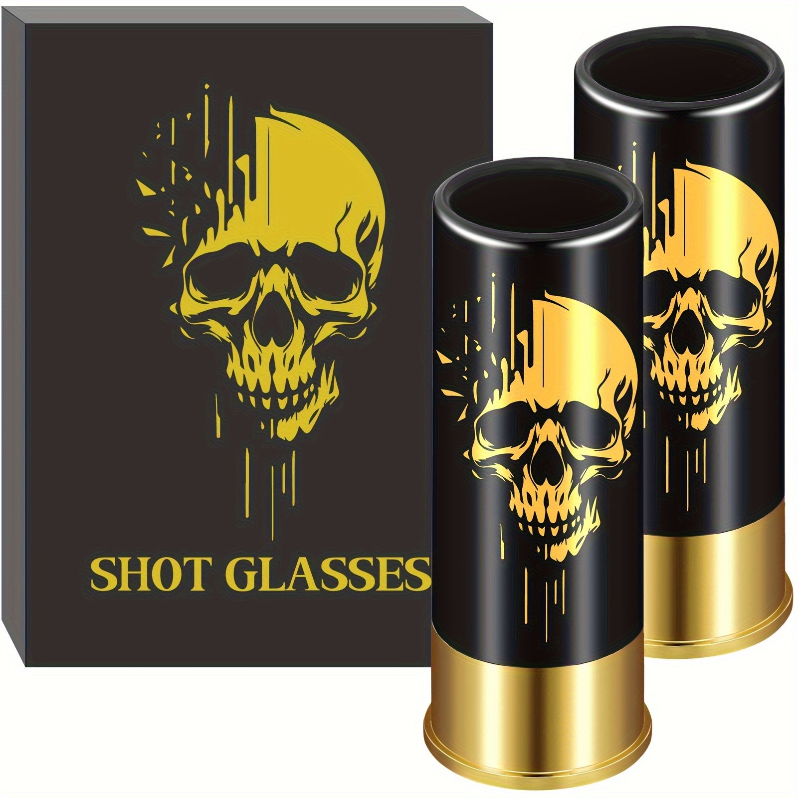 Juego de 2 vasos de chupito con calavera de plástico reutilizable para whisky, vino y cócteles, regalo