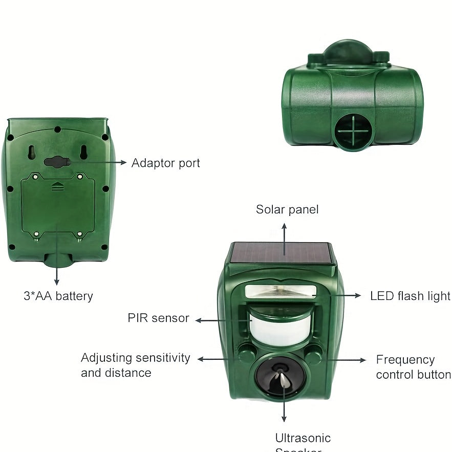1 dona Ultrasonik Quyosh Energiya Hayvonlarni Qochiruvchi LED Yoritgich va Harakatni Aniqlash bilan, turli hayvonlarni qochiradi, 36.83 sm B*10.92 sm K*5.33 sm U