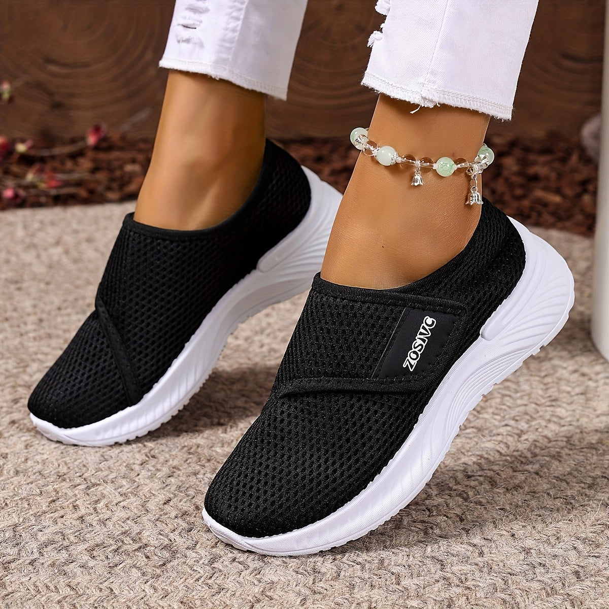 Women's Plus Size Sneakers Breathable Cushioned Slip-Resistant Gym Walking