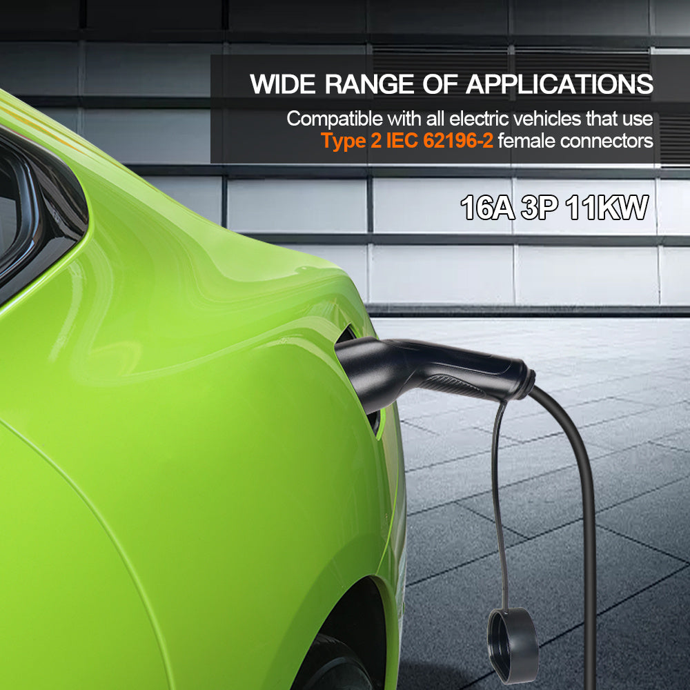 Female EV Charging Plug Black PVC 5-10m High-Speed 3.6-22KW Cable