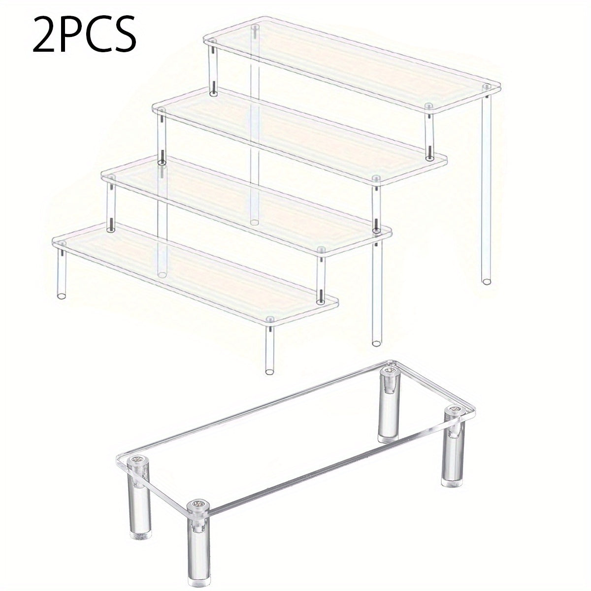 Clear Acrylic 4-Tier Storage Organizer Shelf for Kitchen, Office, and Crafts