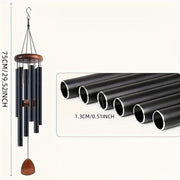 Black Solid Wood and Aluminum Tube Wind Chimes for Home Garden Decor