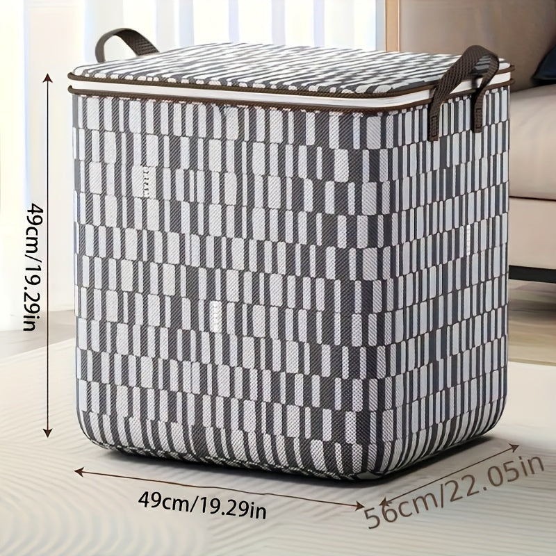 Large Fabric Wardrobe Storage Bag with Zipper Cover and Handle for Clothing and Toys