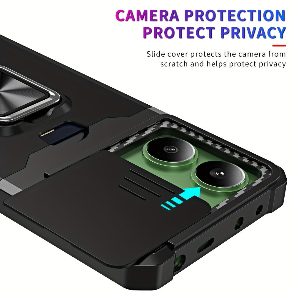 Heavy-Duty Shockproof Phone Case with Metal Stand and Card Slot for Redmi Note 13 Pro Plus 12 Pro 11 Pro