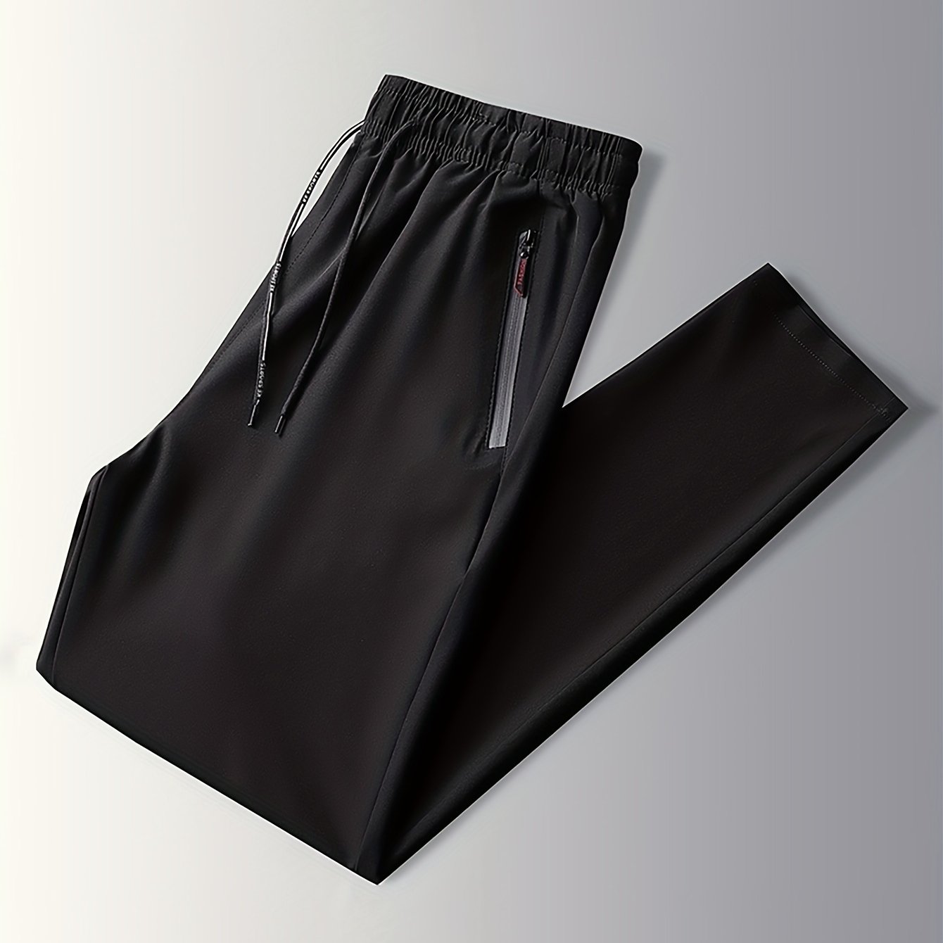 Men's Casual Breathable Polyester Pants Solid Color Lightweight All-Season