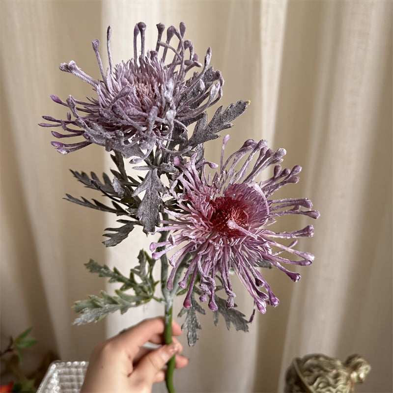 Artificial Chrysanthemum Flower with 2 Blooms for Weddings Home Decor and Photography Props