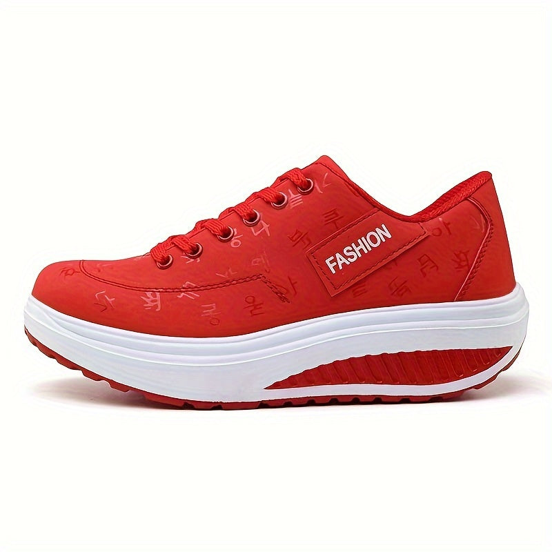Women's Platform Sneakers Breathable Synthetic Low-Top Casual Shoes Black Pink