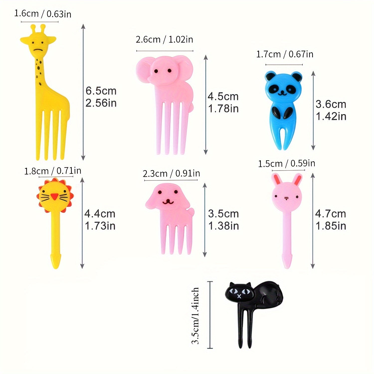 Bolalar uchun 36 ta kichik plastik meva terish Bento qutisi to'plami, chiroyli hayvon multfilmi dizayni bilan