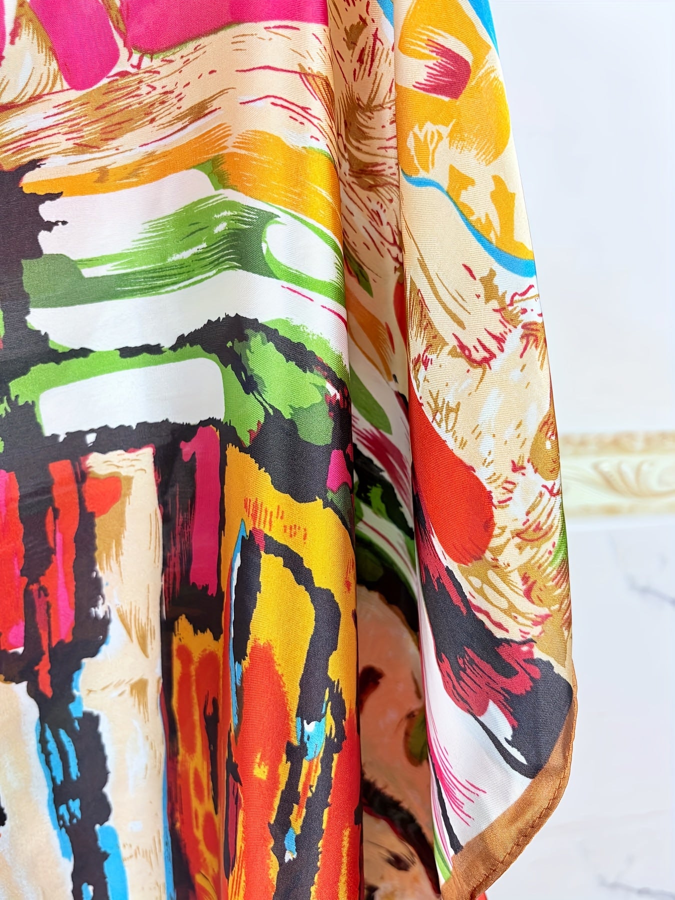 Plus o'lchamli ayollar uchun bohemiy bosma plyaj kiyimlari, tizzaga qadar uzunlikdagi ro'yxat va boshqashma