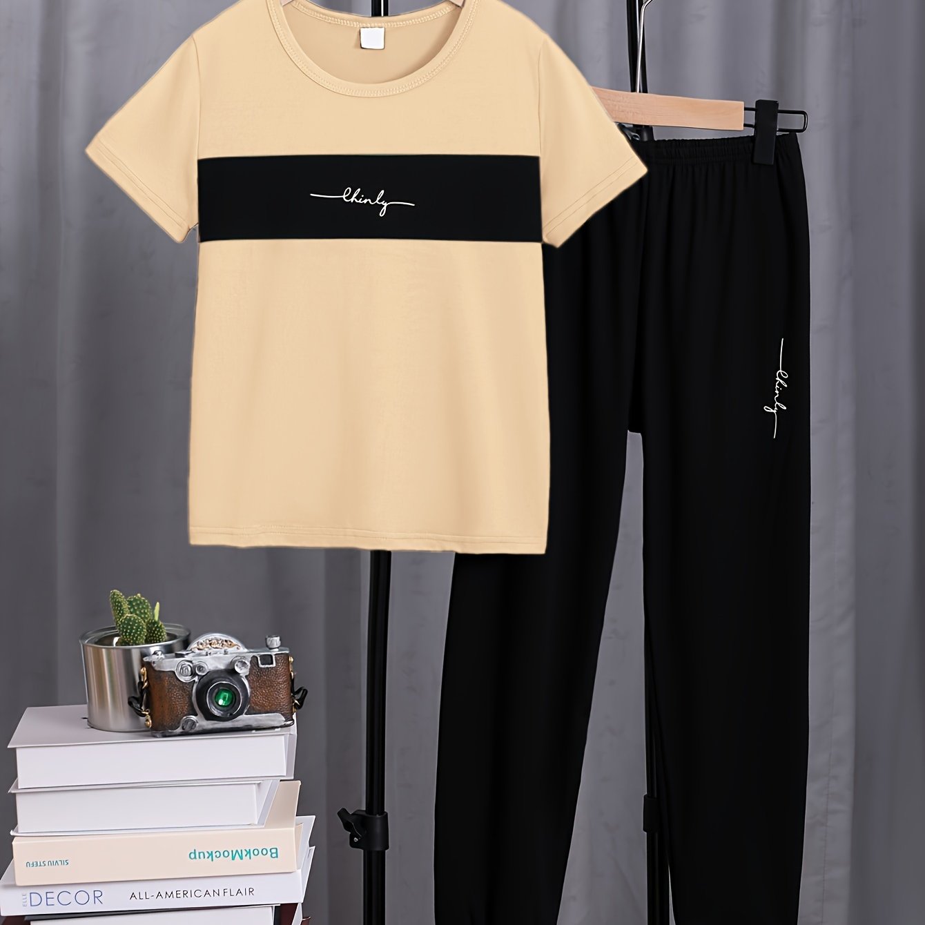 Boys' Casual 2-Piece Set Letter Print T-Shirt and Pants Polyester Spring Autumn