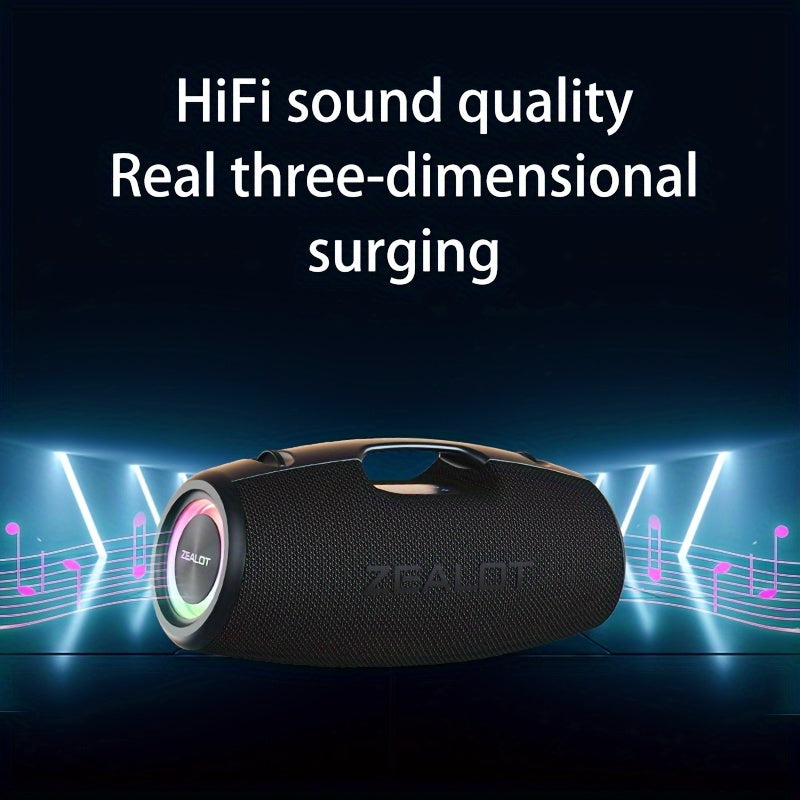 ZEALOT S78 100W Portativ Simsiz Dinamik, DSP Texnologiyasi, 4HORNS, RGB Yoritish, Ikki Ulanish, 24000mAh Batareya, 48 soat O'yin vaqti, Uy, Avtomobil, Tashqi joylar uchun mos baland Stereo Boom Bass
