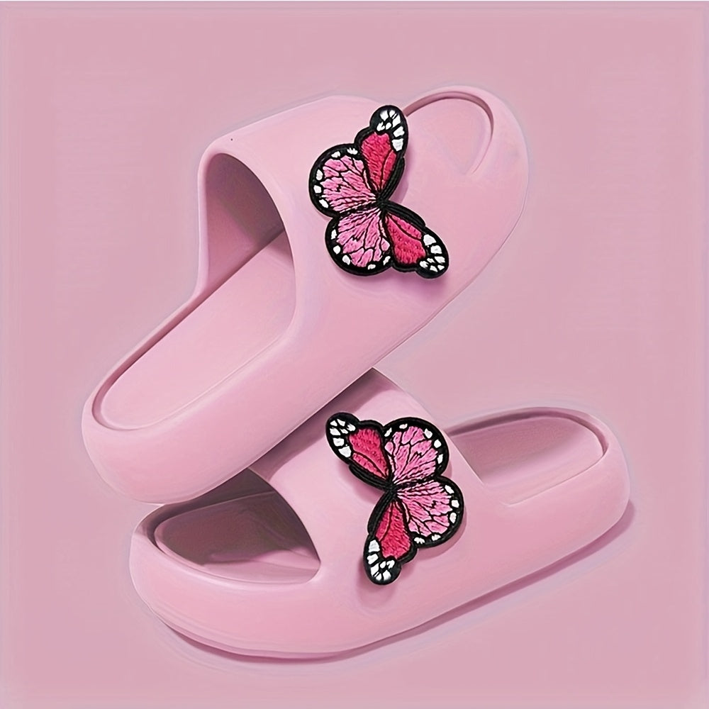 Women's Pink Butterfly Slippers Lightweight EVA Non-Slip Indoor Beach