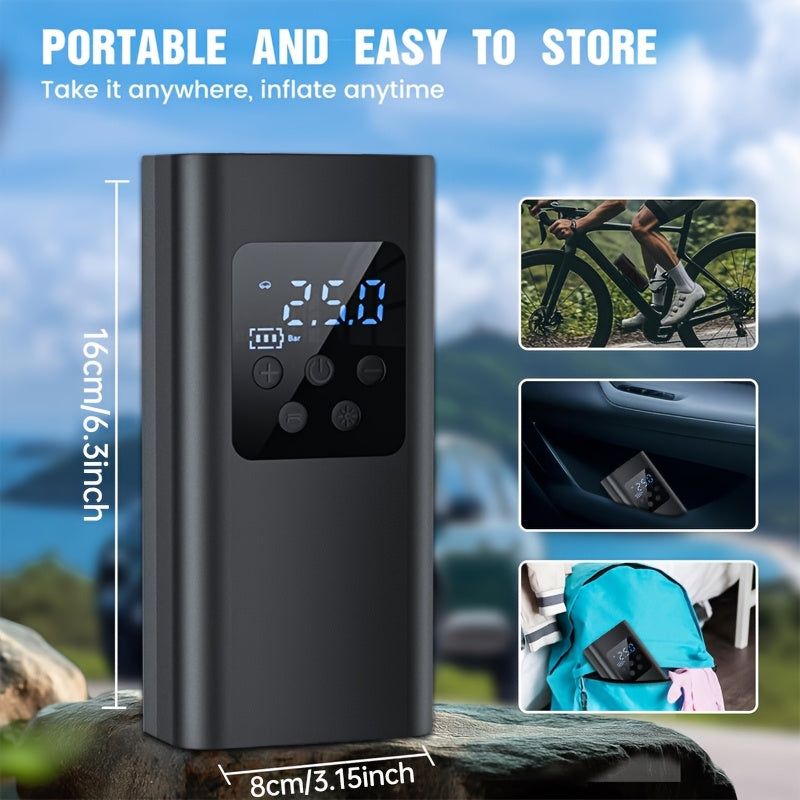 Portable Air Compressor Tire Inflator for Car Bike Motorcycle Digital Pressure Gauge