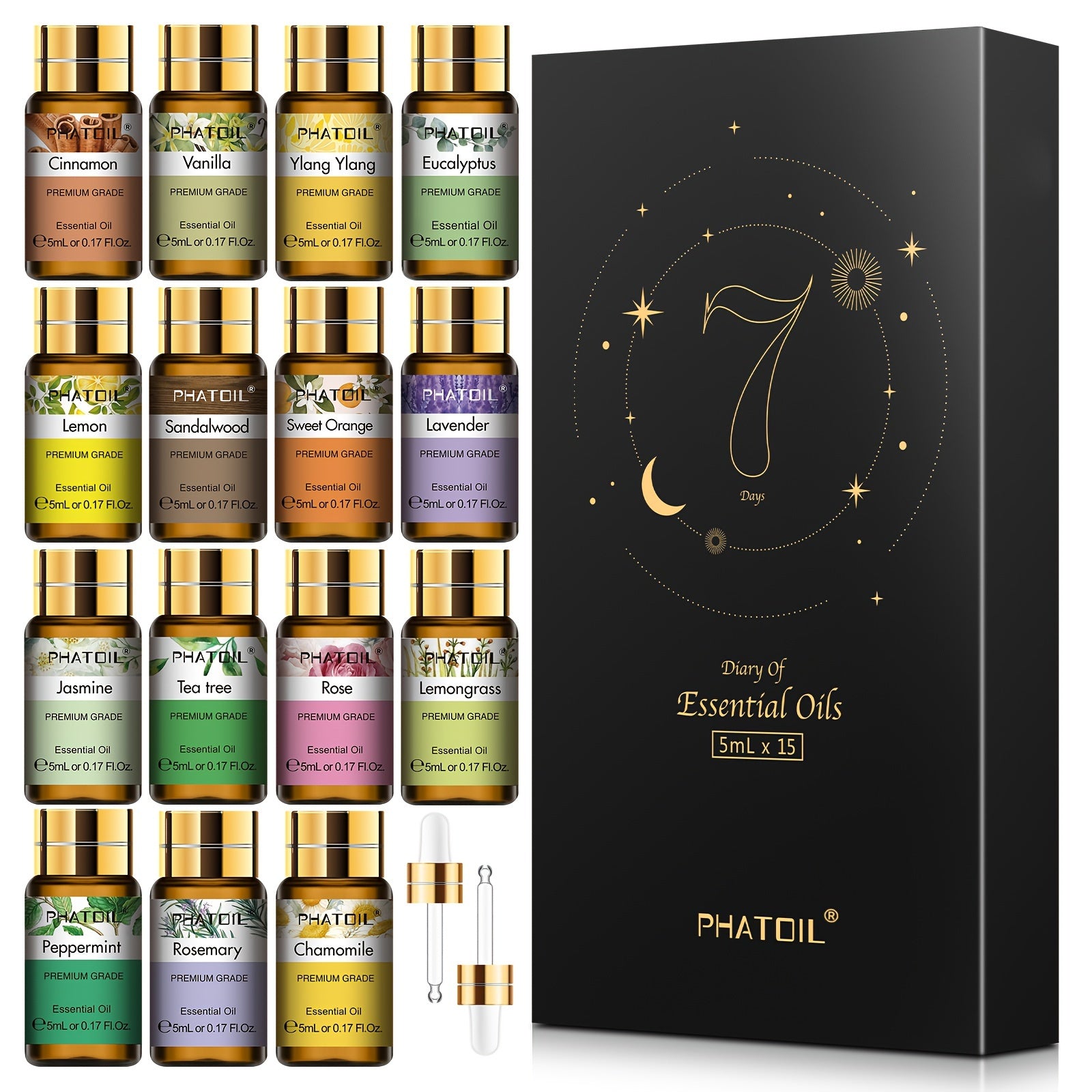 15-Piece Essential Oil Set Mood-Lifting Liquid Aromatherapy Less Than 1L