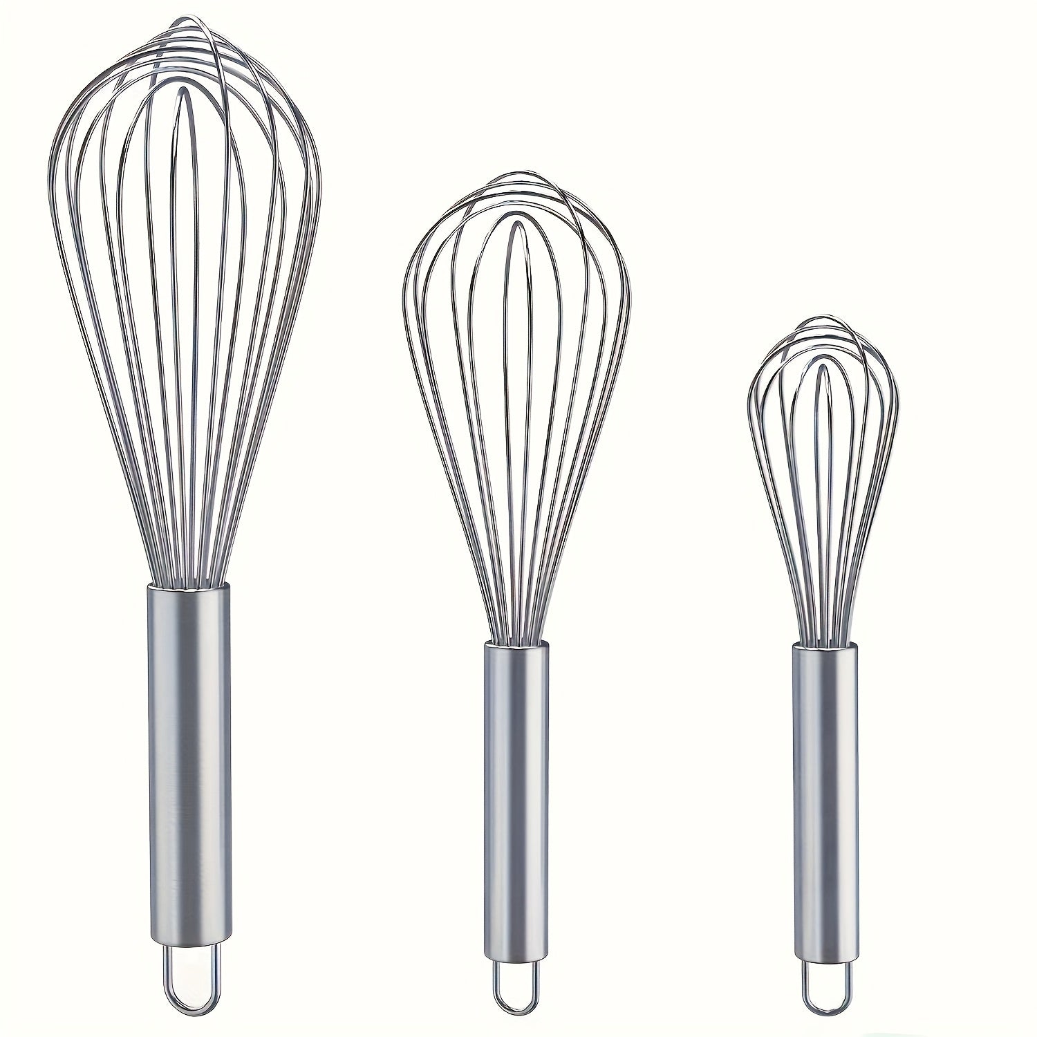 3PCS Stainless Steel Egg Beater Set Manual Kitchen Mixer Whipping Durable