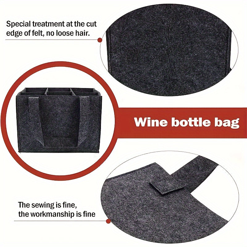 Felt Wine and Beer Bottle Tote Holds Up to 6 Bottles Portable Lightweight Travel