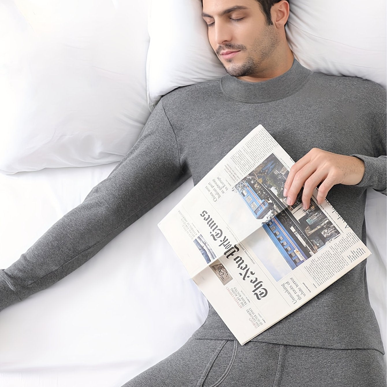 Men's Multicolored Thermal Underwear Set Long Sleeve Pajama Pants Fall Winter