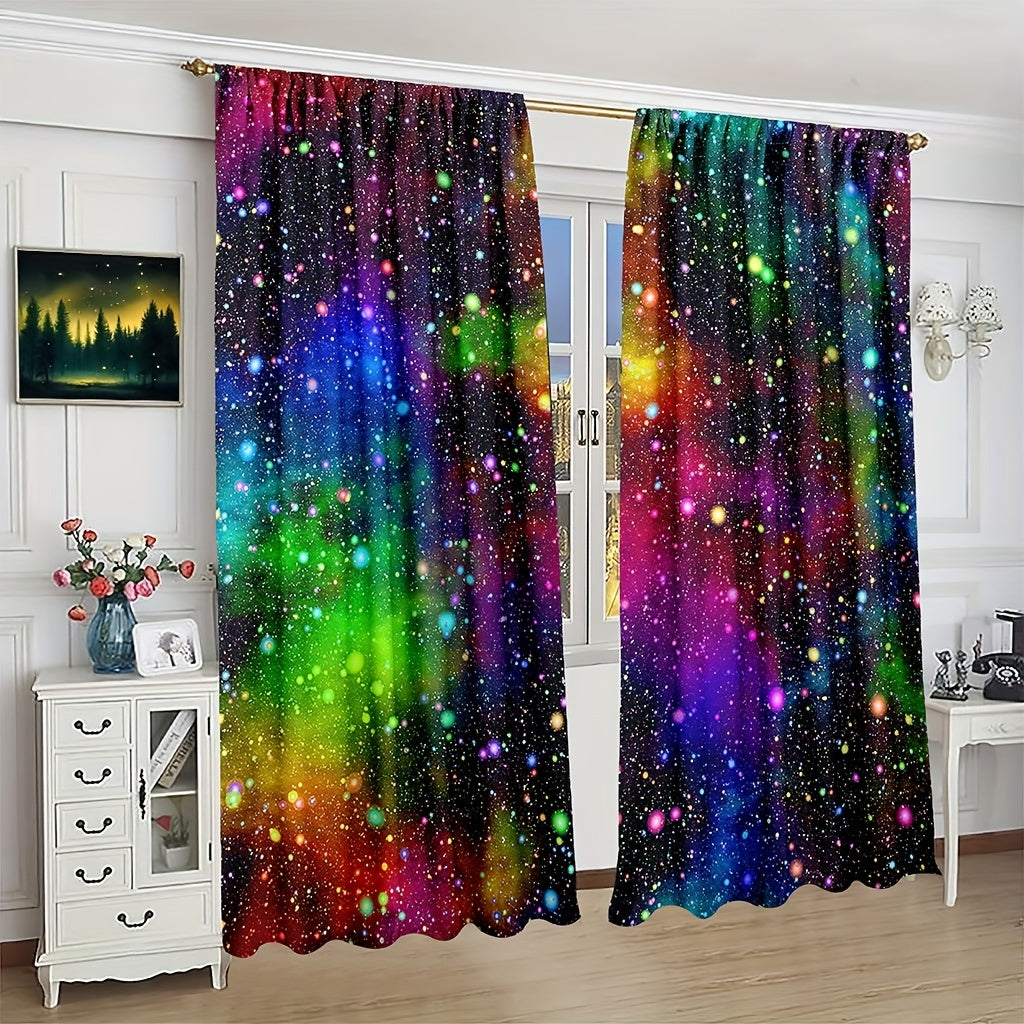 Juego de 2 paneles de cortina con cielo estrellado y galaxia para sala de estar, dormitorio y cocina