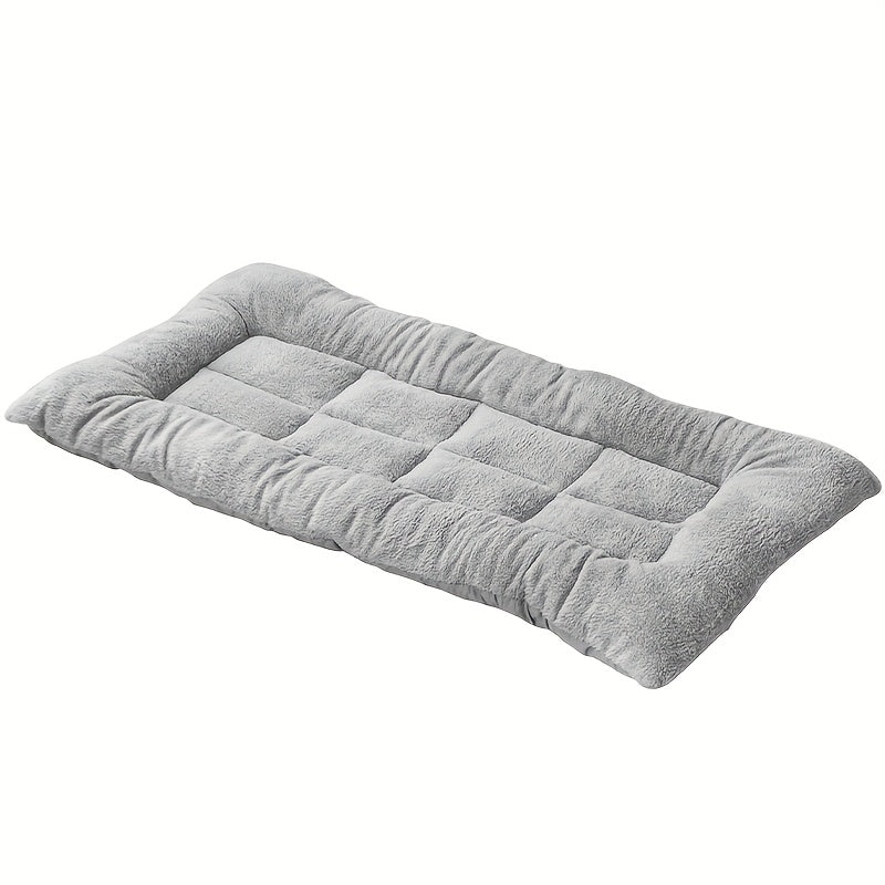 Large Plush Dog Bed Rectangular Couch in Light Gray and White for Small to Large Breeds