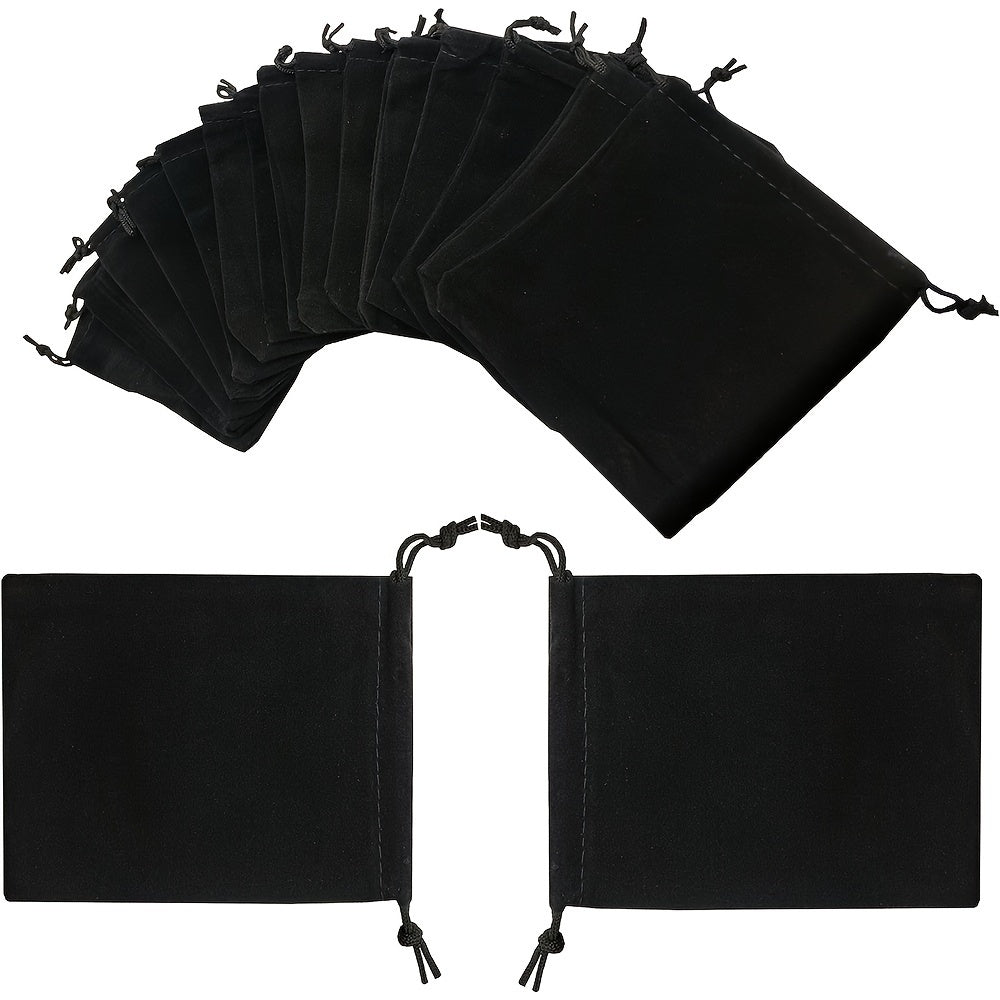 Набор из 50 черных бархатных мешочков для украшений с шнурком для подарков
