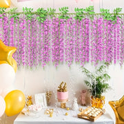 Artificial Wisteria Garland 182.88cm Faux Purple Vine Flowers for Outdoor Home Decor