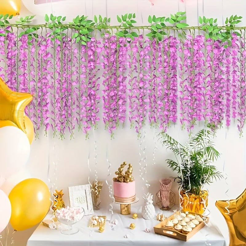 Artificial Wisteria Garland 182.88cm Faux Purple Vine Flowers for Outdoor Home Decor