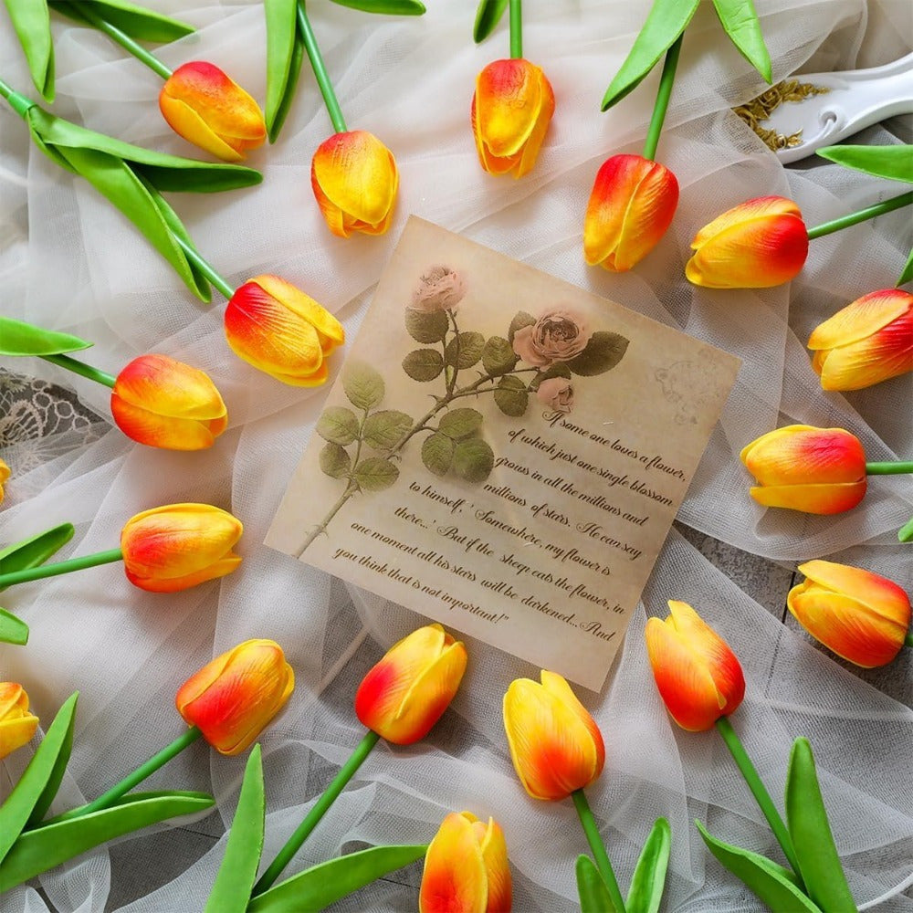 10pcs Artificial Tulip Bouquet for Weddings Valentine's Day Home Decor No Batteries Needed