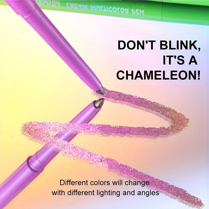 Women Color-Shifting Eyeshadow and Eyeliner Stick Waterproof Long-Lasting Vibrant Orange Pink Purple Green