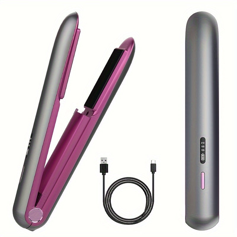 Planchadora y rizadora de cabello sin cable, recargable por USB, batería de litio, antiquemaduras