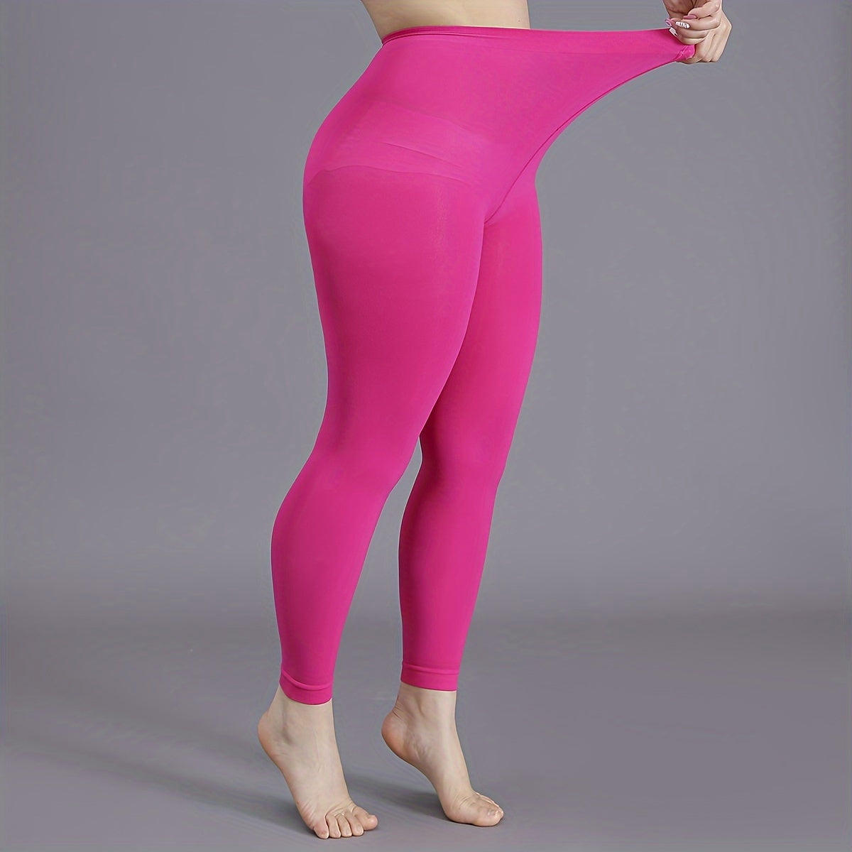 Women's Black High-Waist Opaque Tights Plus Size Footless Pantyhose Nylon Spandex